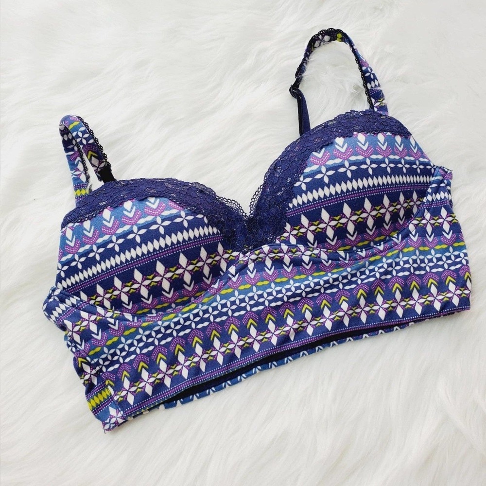 Victoria's Secret Blue Lace Trim Longline Bra